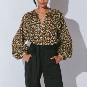 Cleobella Alicia Blouse in Leopard Block Print Size Medium